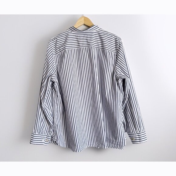 Lauren Ralph Lauren Women’s 2X Button Up Stripe Top White Blue Nautical Office - Picture 3 of 8